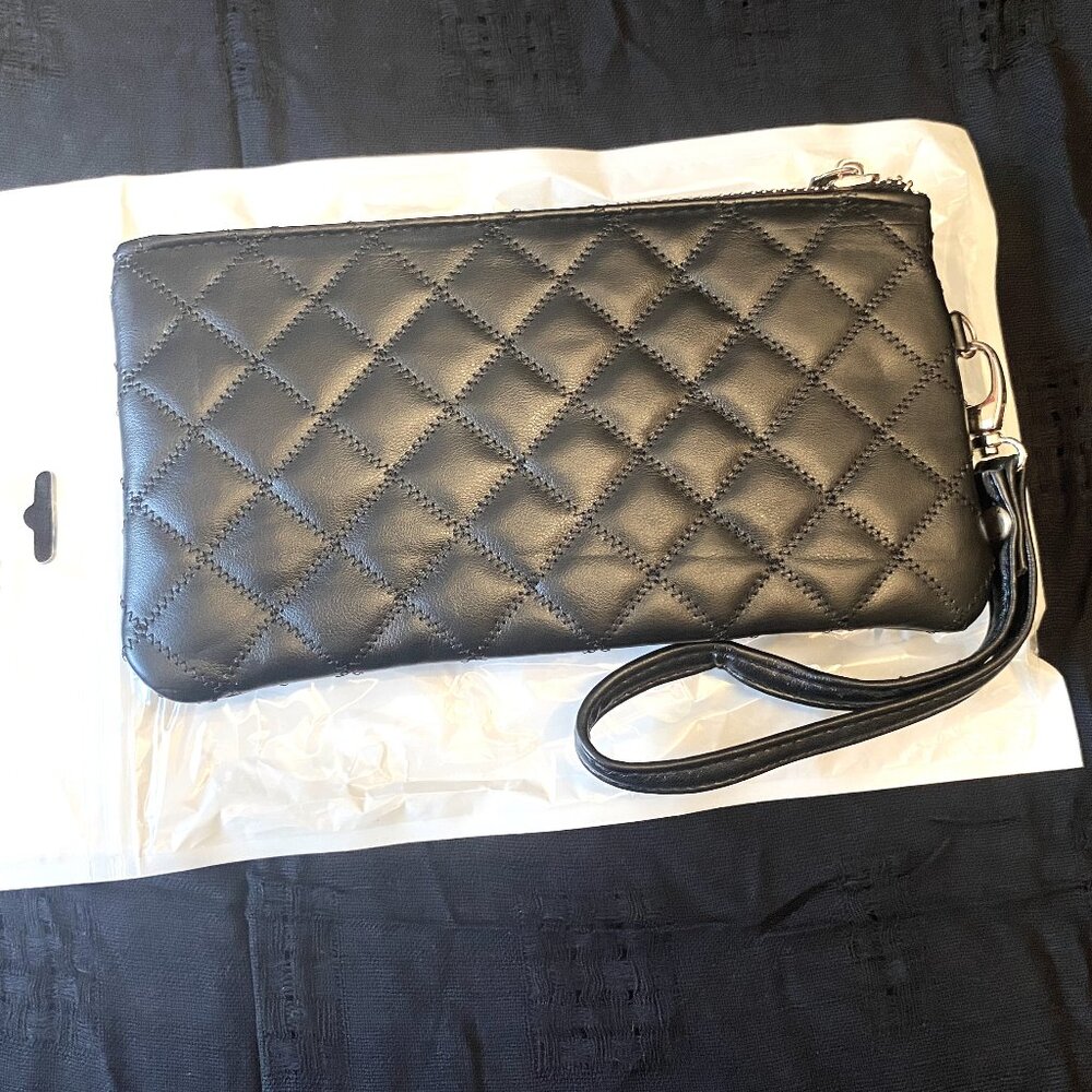 Klaud Black Leather Wristlet Wallet